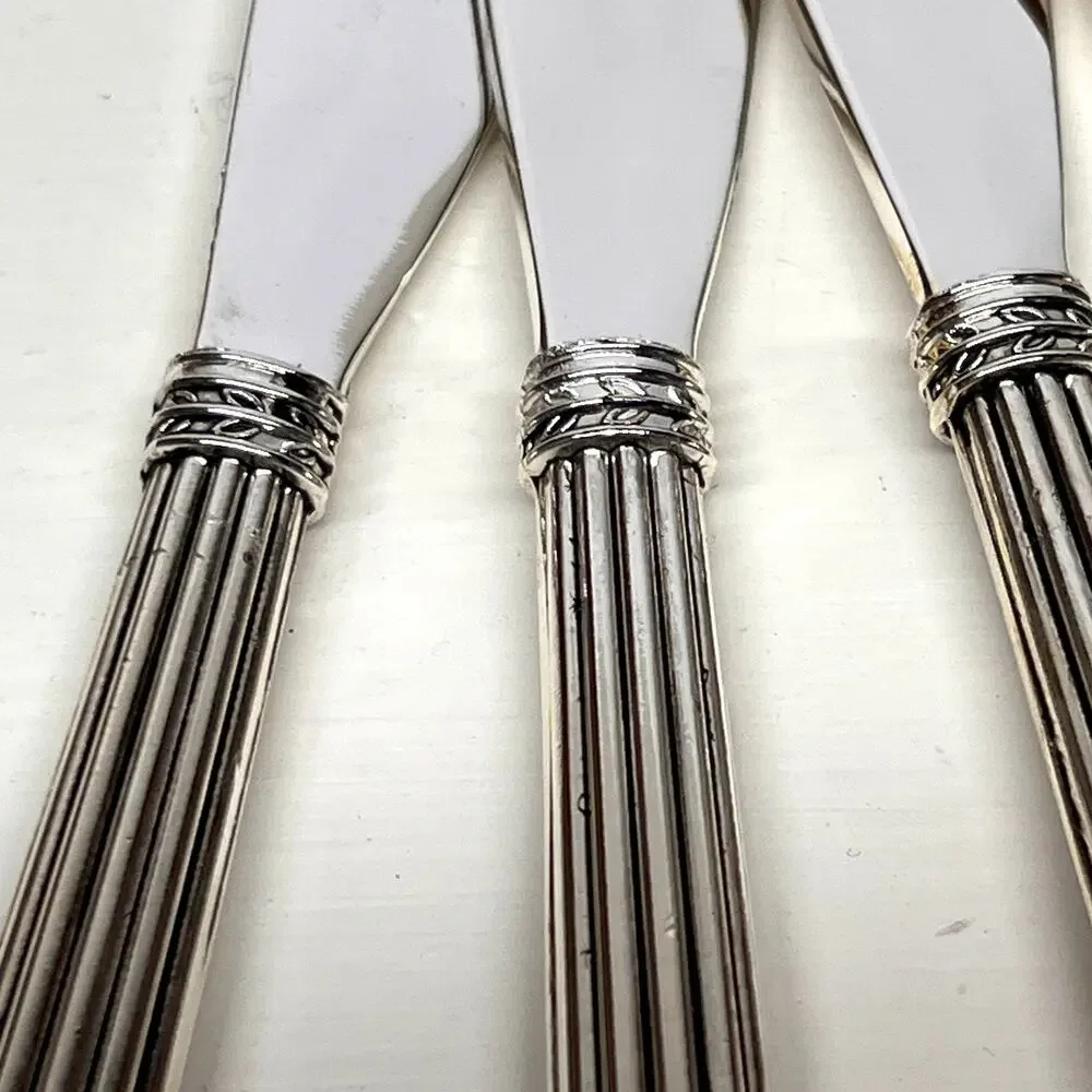 Regency Stripe Silverplate Butter Knives Spreaders Set of 4